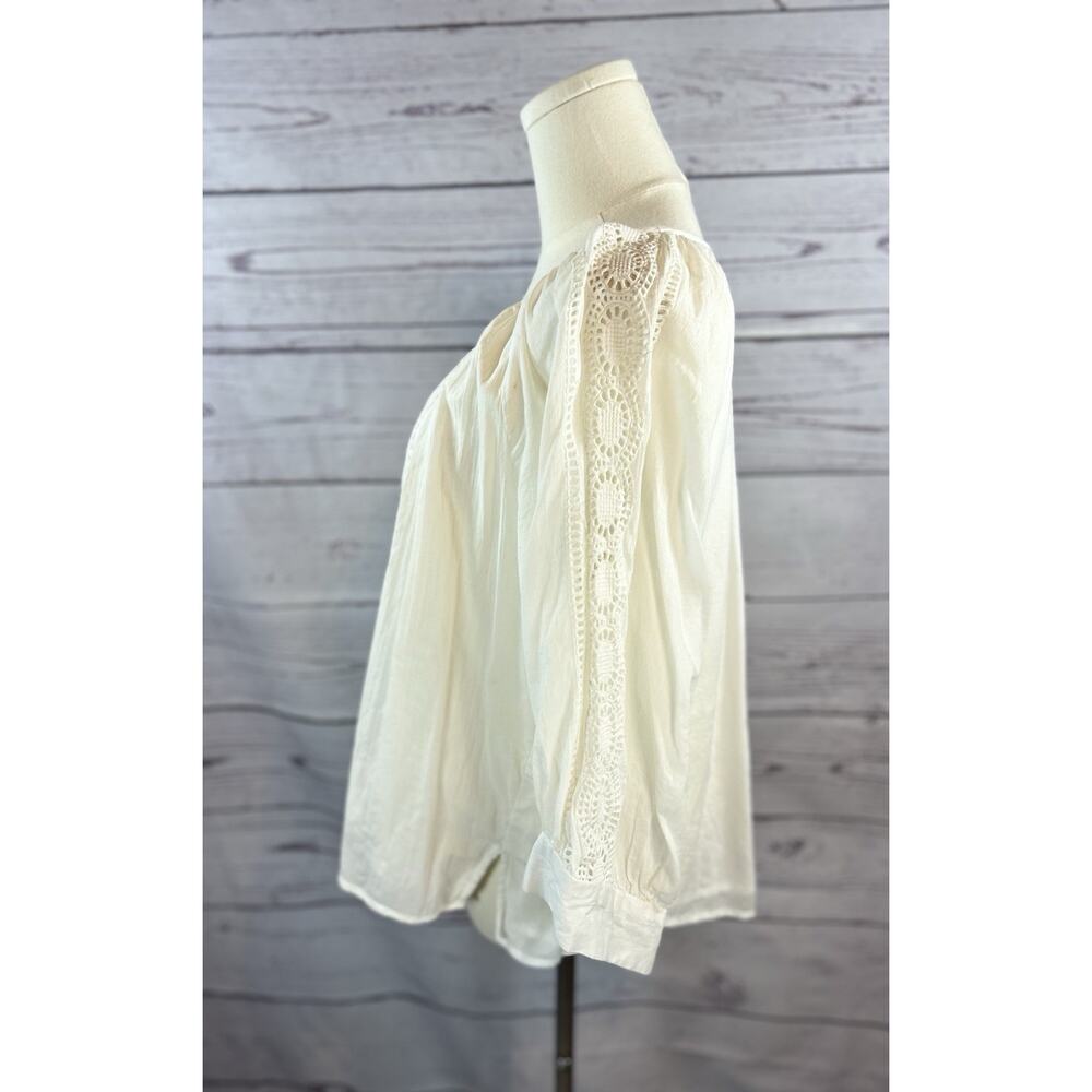 Karen Kane Eyelet Embroidered Top Womens Large 100% Cotton Boho Off White Blouse - Picture 3 of 7